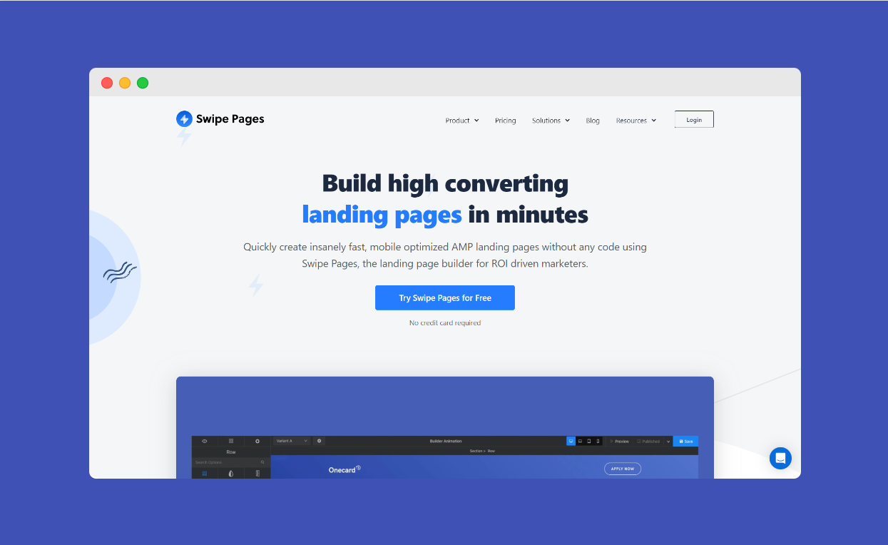 Swipepages landing page builder website screenshot