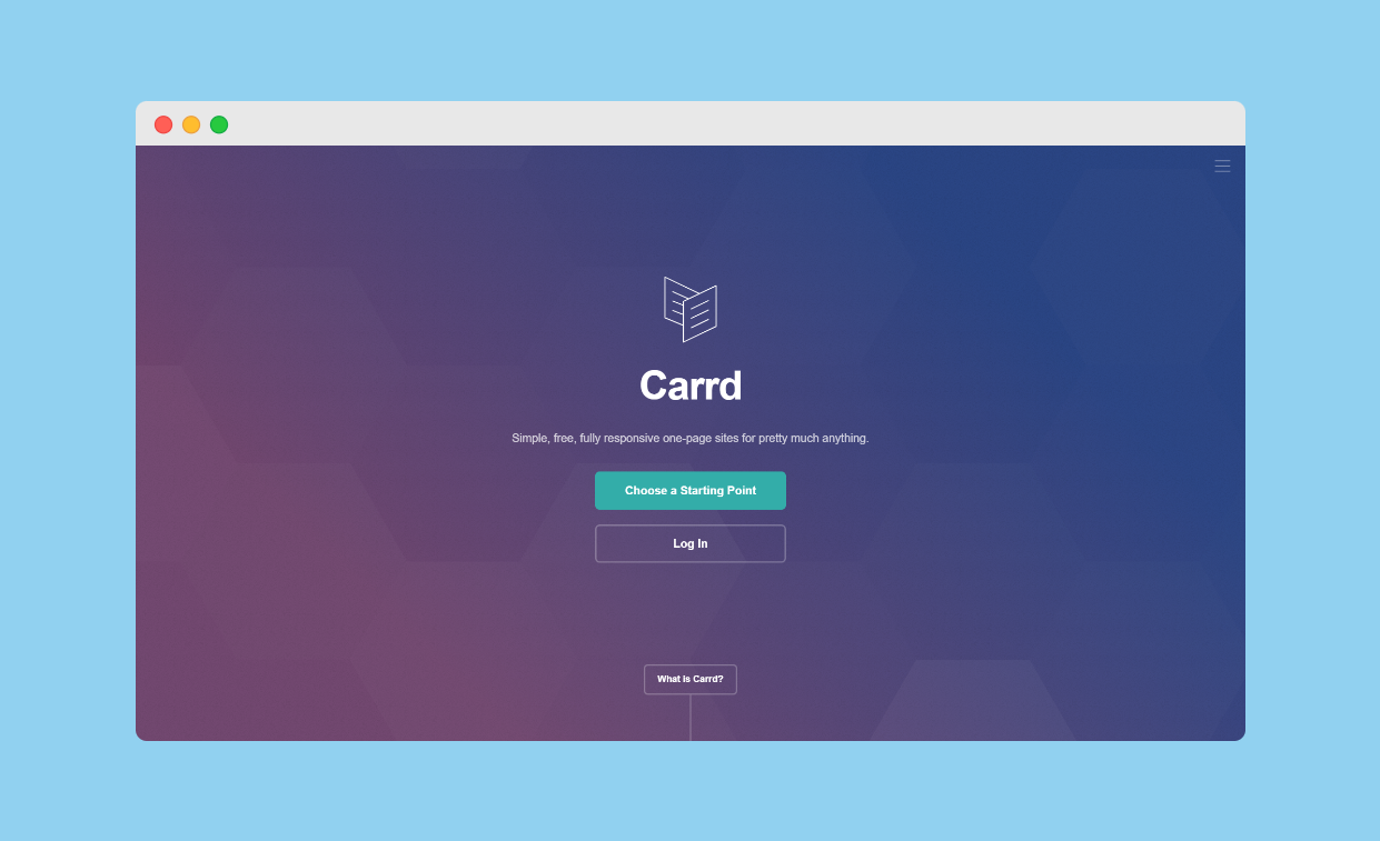 caard landing page builder website screenshot