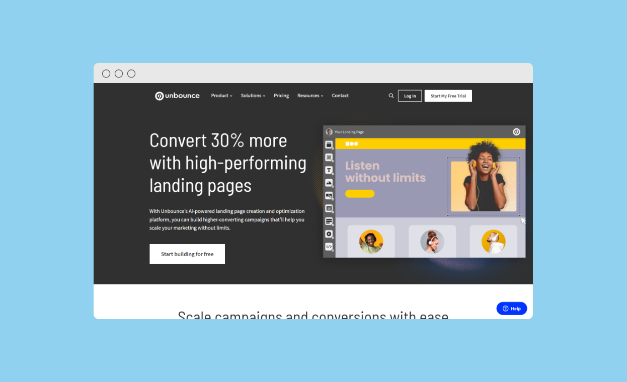 unbounce website screenshot